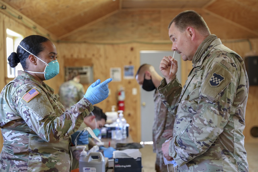Soldier takes COVID-19 test