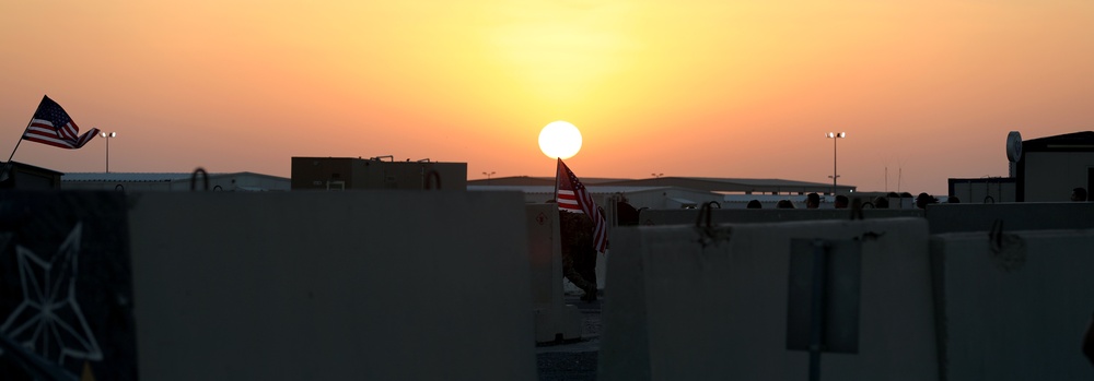 Soldiers participate in a 4th of July Super Hero 5K Fun Run/Walk at Camp Buehring, Kuwait