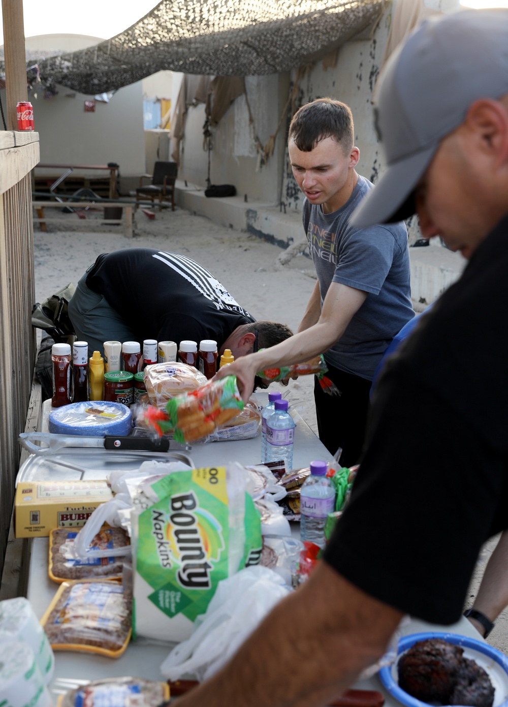 HHC, 40th CAB, enjoy camaraderie and good BBQ on the 4th of July.
