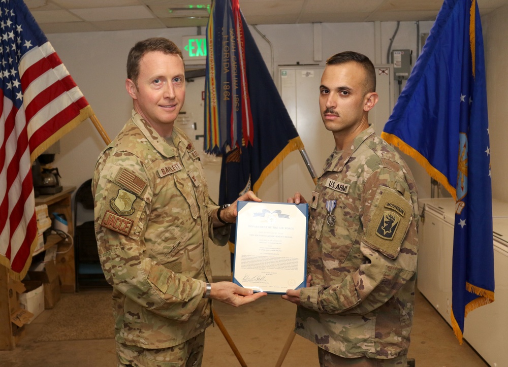 Task Force Iron Gray Soldiers receive the Air Force Achievement Medal