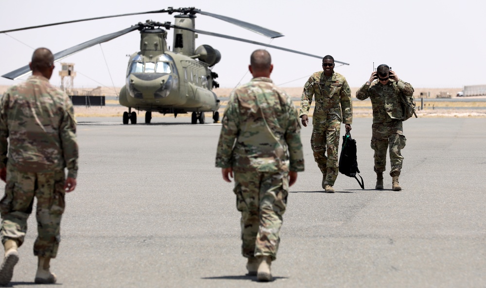 Brig. Gen. Brandon Parker visits Task Force Phoenix at Camp Beuhring, Kuwait