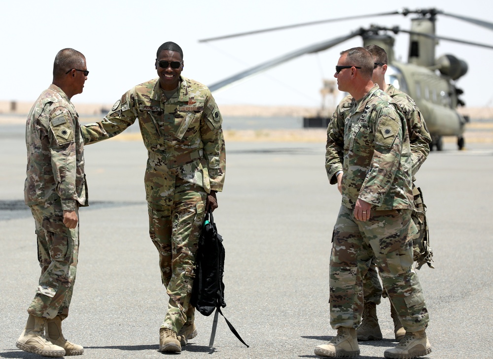 Brig. Gen. Brandon Parker visits Task Force Phoenix at Camp Beuhring, Kuwait