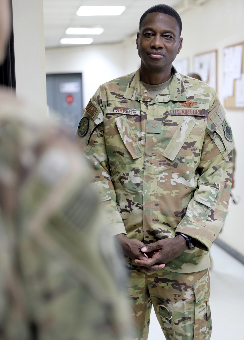 Brig. Gen. Brandon Parker coins Soldiers of Task Force Phoenix at Camp Beuhring, Kuwait