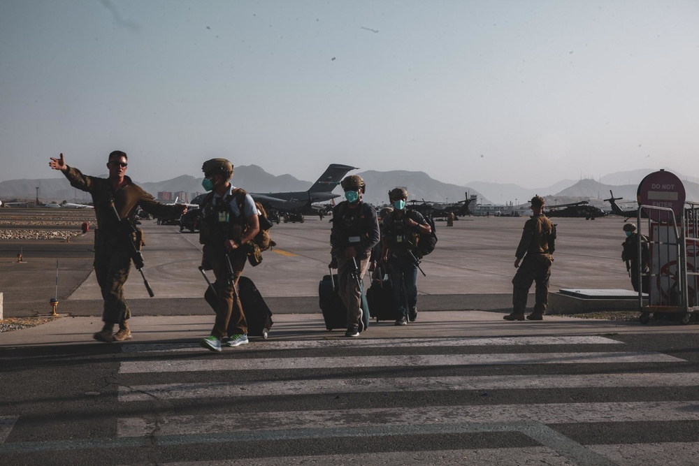 Evacuation at Hamid Karzai International Airport