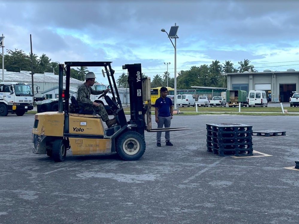 U.S. Navy Seabees from NMCB 5’s Detail Diego Garcia participate in training