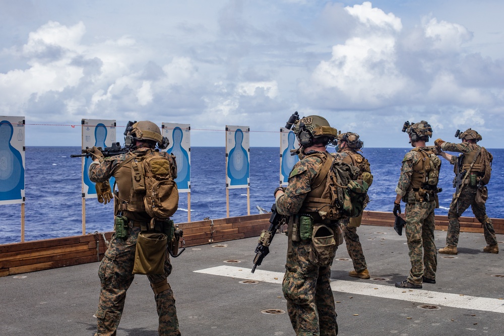 FRP Marines Fast Rope into Live Fire Deck Shoot