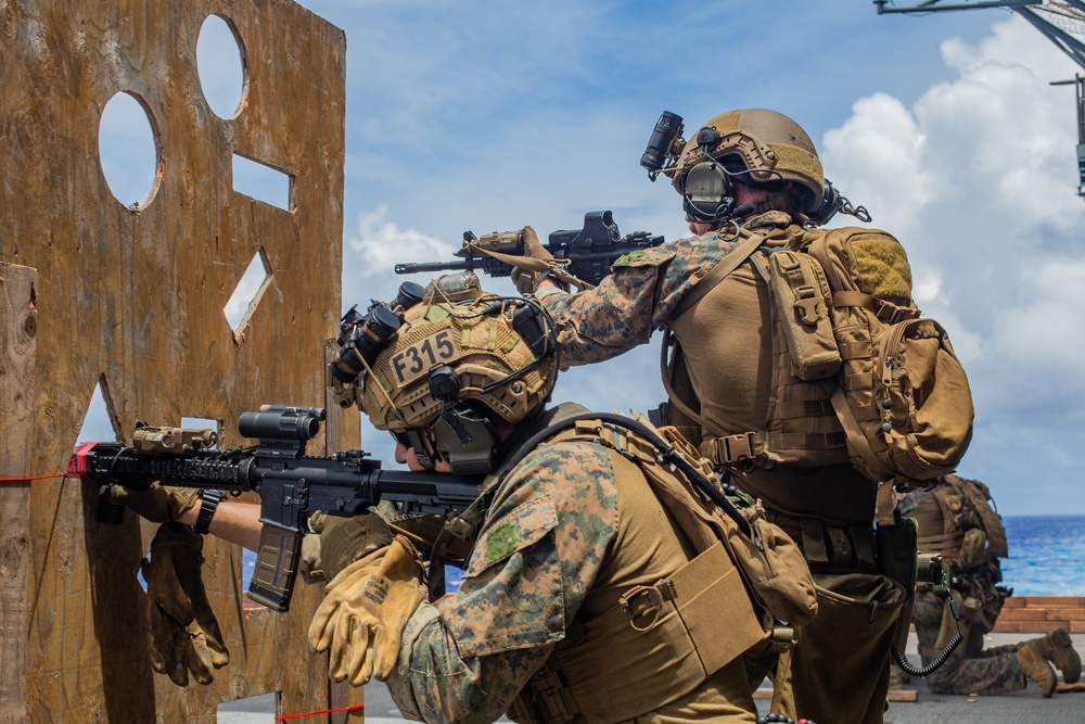 FRP Marines Fast Rope into Live Fire Deck Shoot
