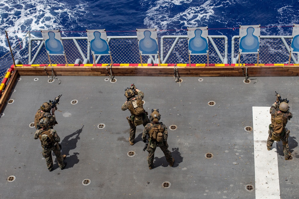 FRP Marines Fast Rope into Live Fire Deck Shoot