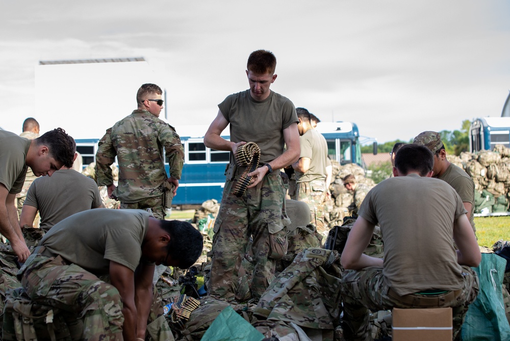 Paratroopers mobilize for deployment.