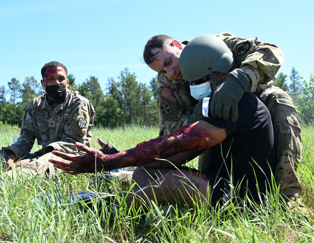 Army Reserve and Air Force Reserve practice medical evacuations