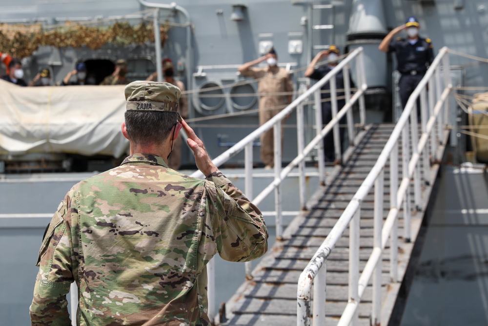 CJTF-HOA commander visits USS Monterey, Spanish Frigate Navarra