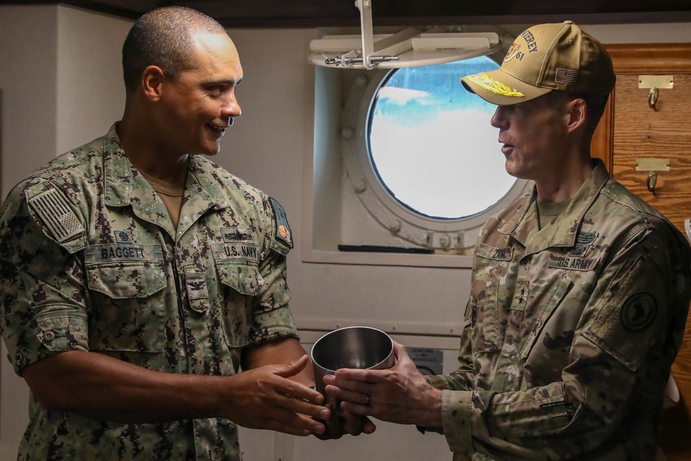 CJTF-HOA commander visits USS Monterey, Spanish Frigate Navarra