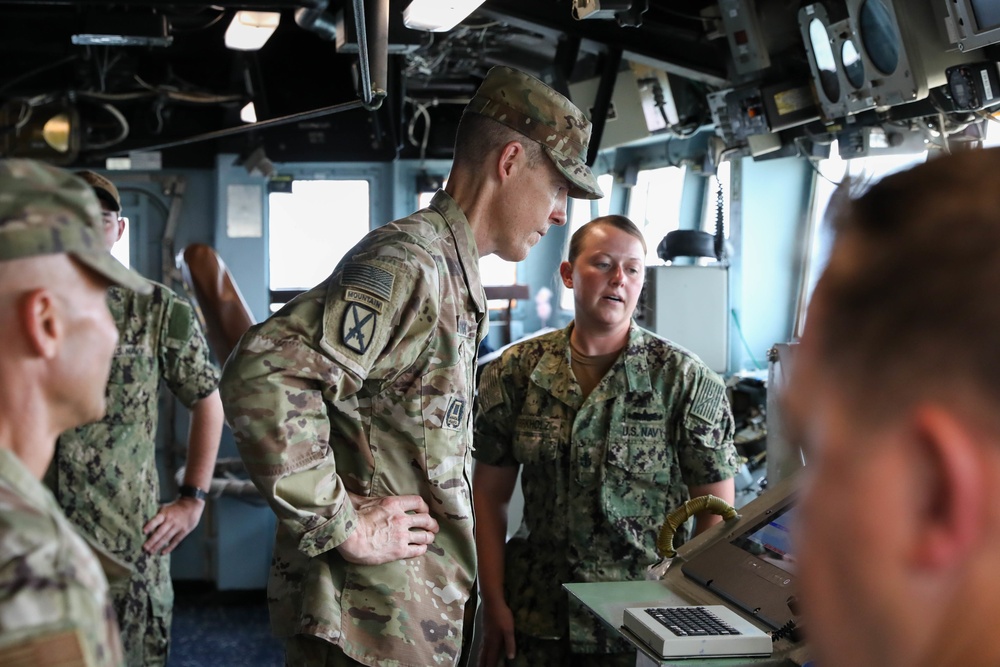 CJTF-HOA commander visits USS Monterey, Spanish Frigate Navarra