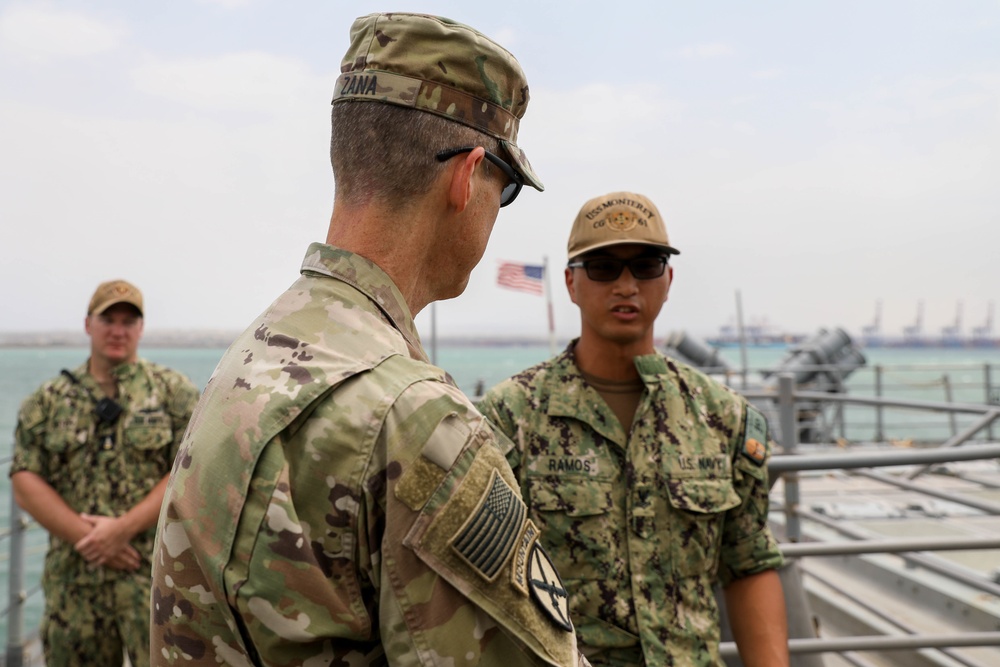 CJTF-HOA commander visits USS Monterey, Spanish Frigate Navarra