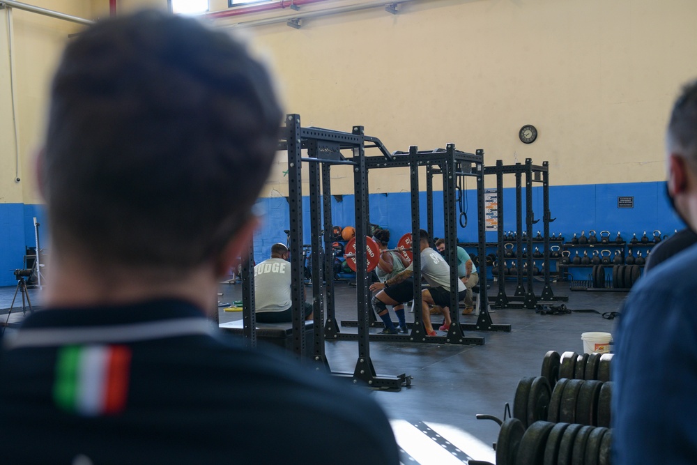 Olympic bronze weightlifting medalist visits Aviano