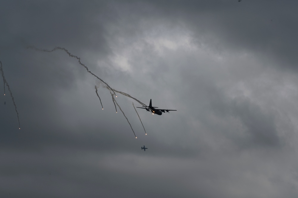 C-130H Hercules deploys countermeasures against surface-to-air threat
