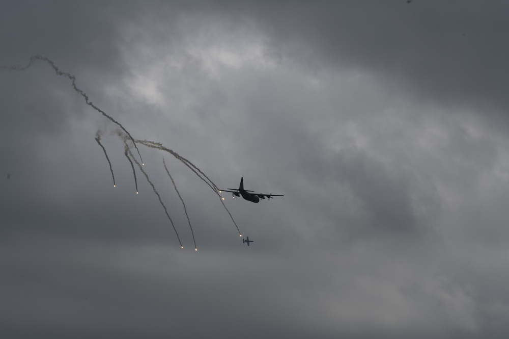 C-130H Hercules deploys countermeasures against surface-to-air threat