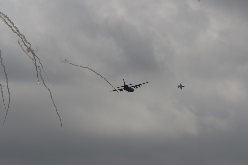 C-130H Hercules deploys countermeasures against surface-to-air threat