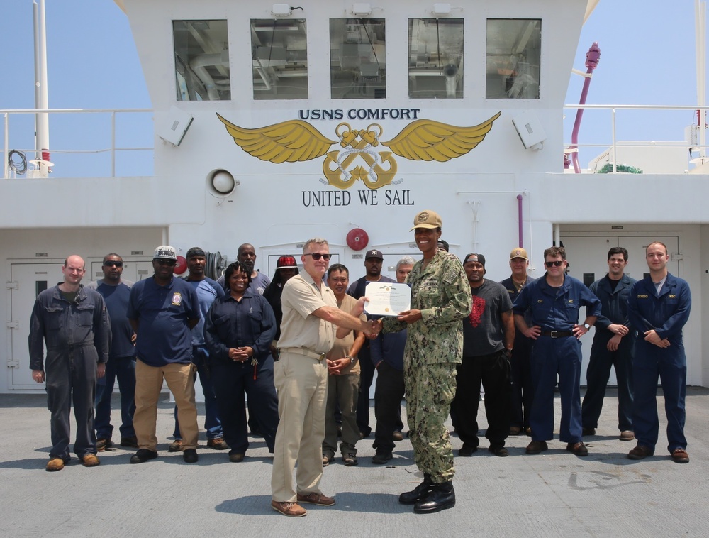 70 USNS Comfort Crewmembers Earn Armed Forces Civilian Service Medals for NYC COVID 19 Relief Mission