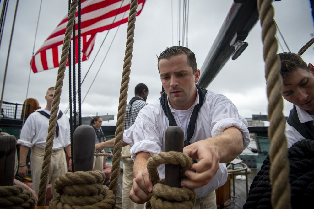 AO2 line handles aboard USS Constitution