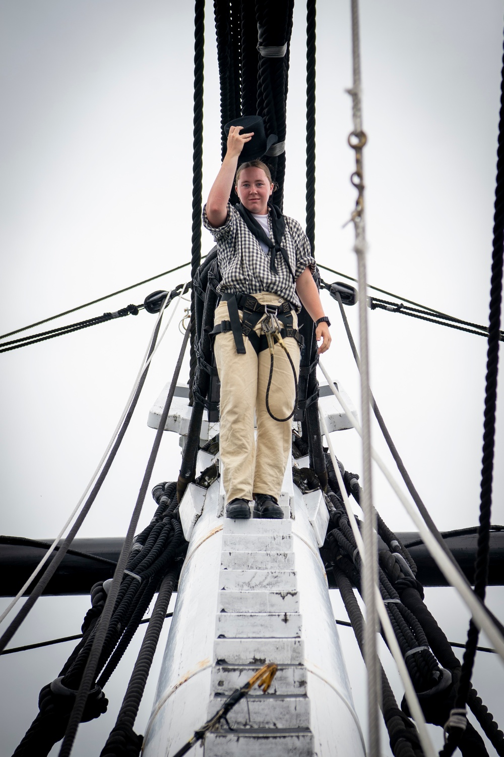 Seaman salutes aboard USS Constitution