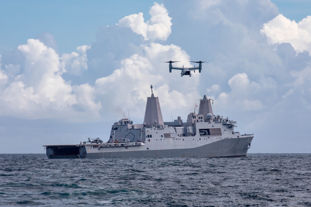 MV-22 Osprey Prepares to Land on USS Arlington