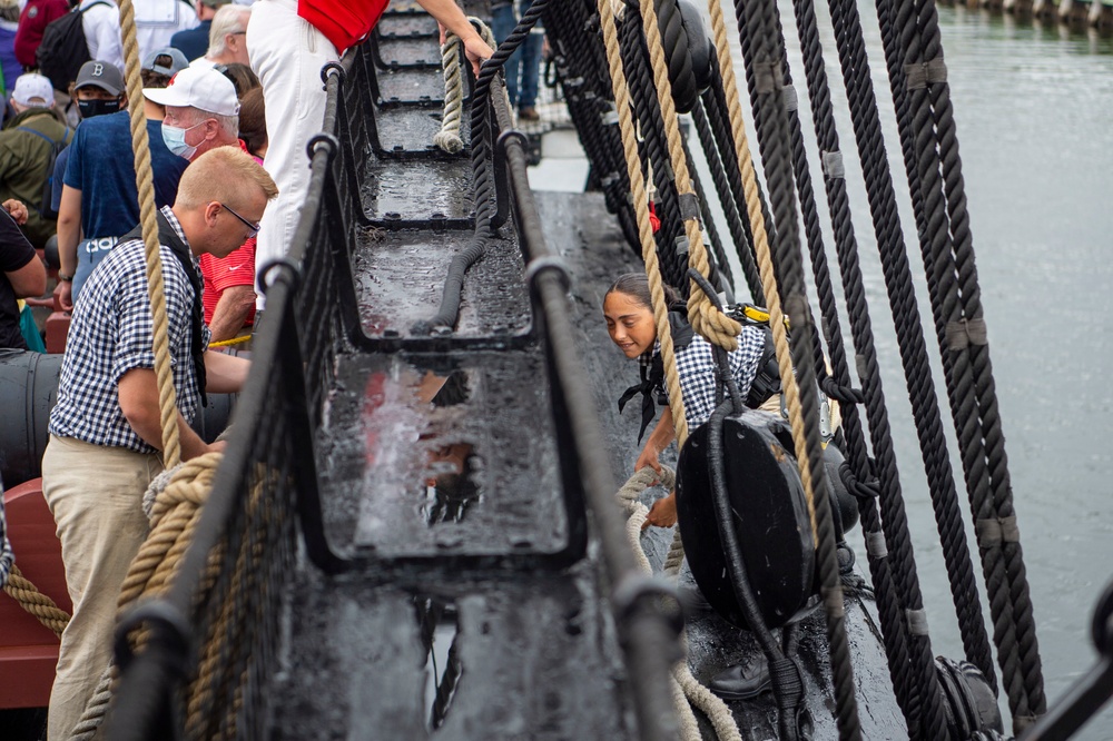 USS Constitution goes underway in honor of Vietnam Veteran