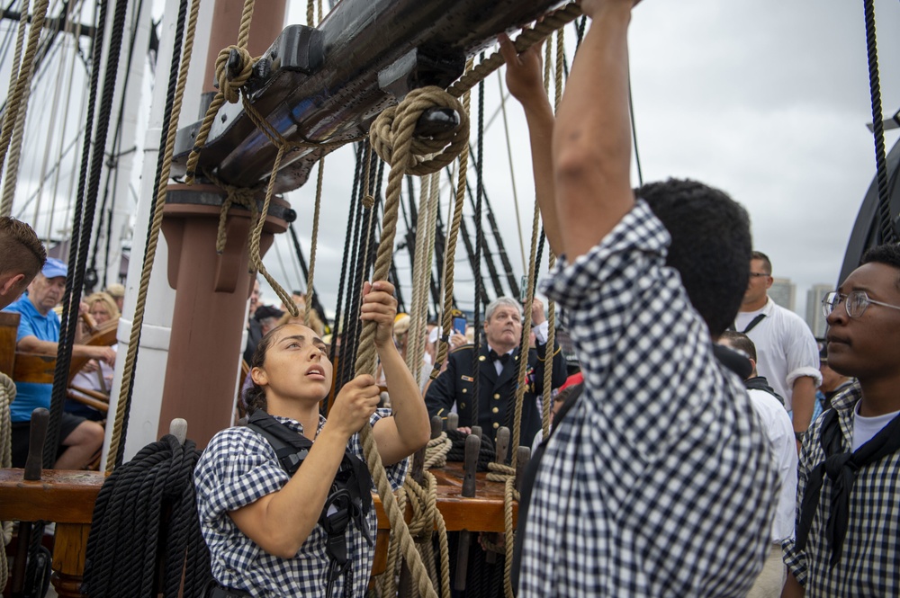 USS Constitution goes underway in honor of Vietnam Veteran