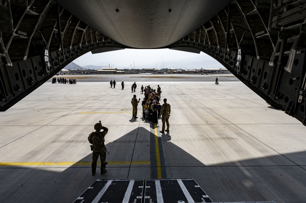 Evacuation at Hamid Karzai International Airport