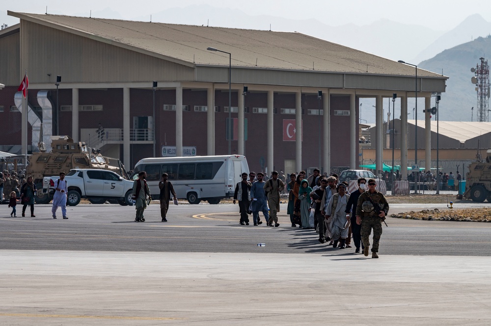 Evacuation at Hamid Karzai International Airport