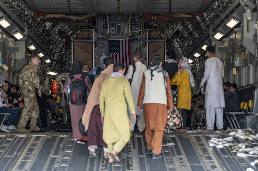 Evacuation at Hamid Karzai International Airport