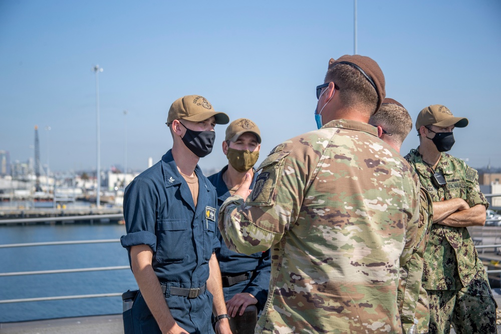 Marines, soldiers visit USS Bunker Hill