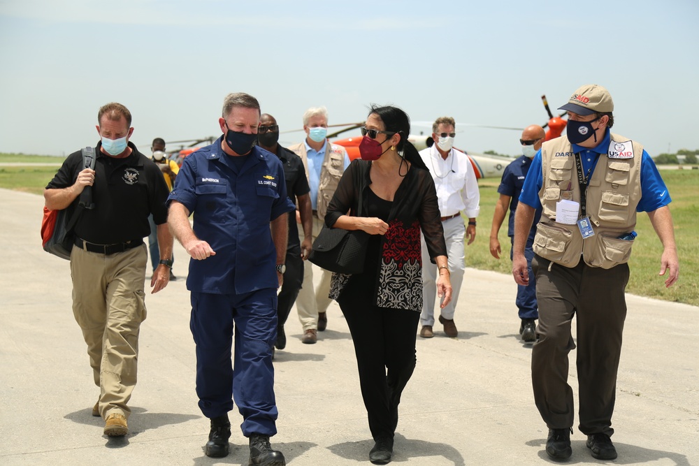 Embassy, USAID, Coast Guard, CBP discuss Haitian earthquake response efforts in Port au Prince, Haiti