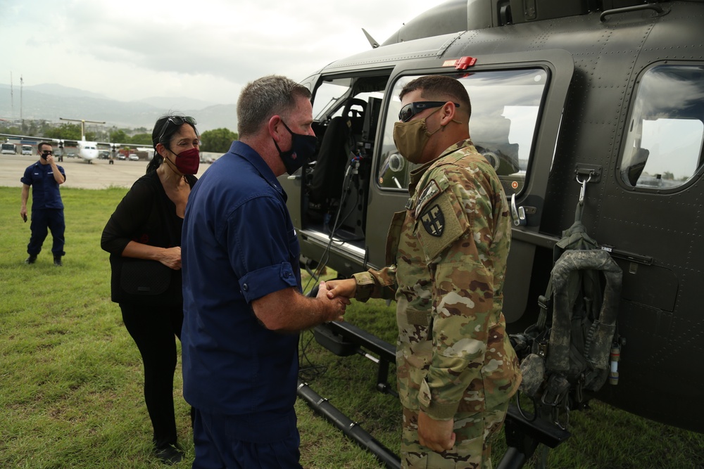 Embassy, USAID, Coast Guard, CBP discuss Haitian earthquake response efforts in Port au Prince, Haiti