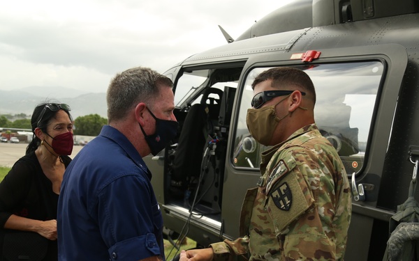 Embassy, USAID, Coast Guard, CBP discuss Haitian earthquake response efforts in Port au Prince, Haiti