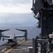 Marines assigned to the 31st Marine Expeditionary Unit take off of the forward-deployed amphibious assault ship USS America (LHA 6) for a long-range raid.