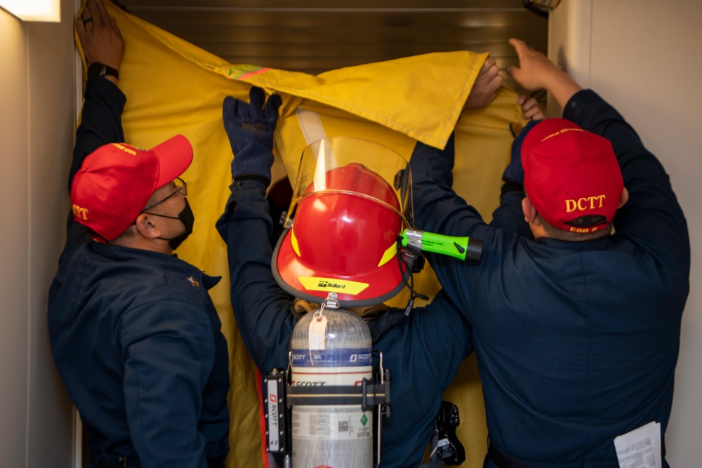 USS Miguel Keith conducts DC Drill while underway