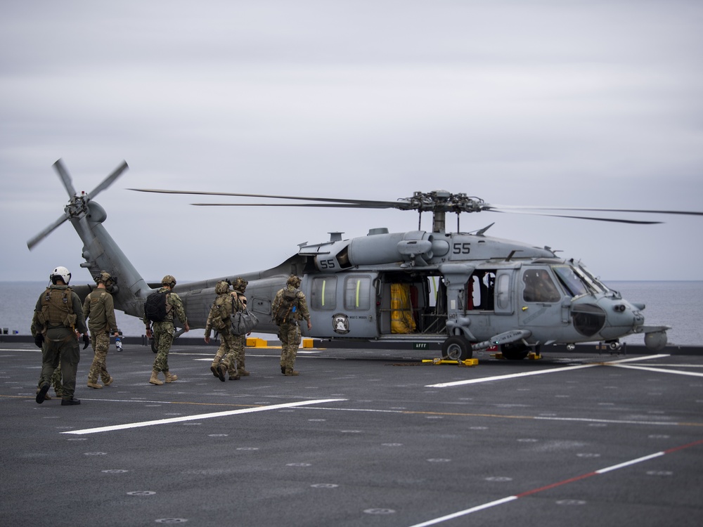 USS Miguel Keith Man conducts flight operations with HSC 23