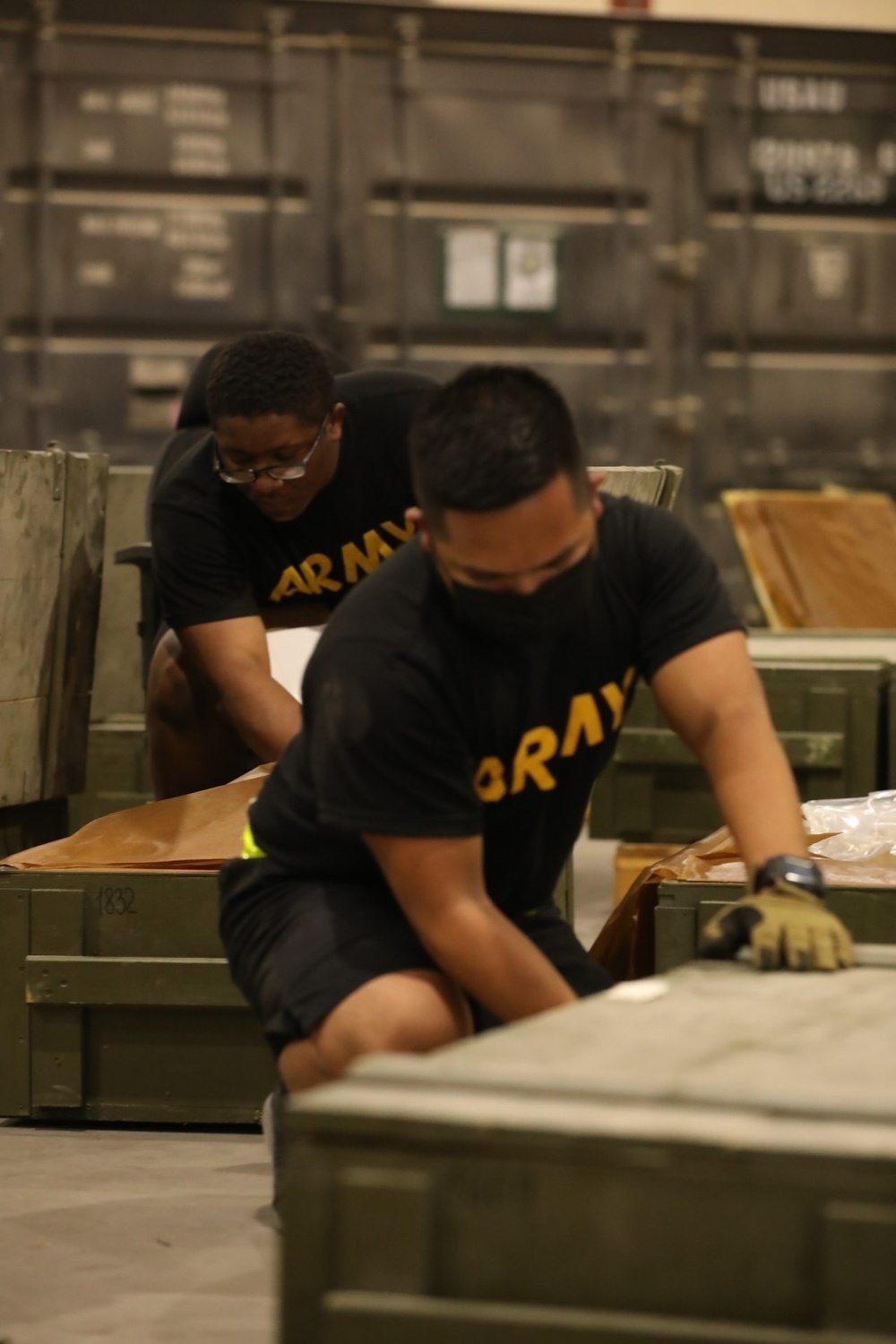 3rd Division Sustainment Brigade Soldiers ready emergency pallets for United States counter partners