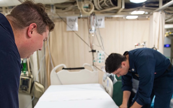 USS Arlington Medical Staff Prepare Ship's Medical Ward