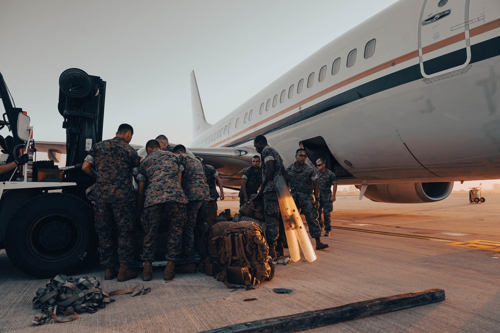 U.S. Marines &amp; Navy Sailors with CTF - 68 Deploy to NAS Sigonella, Italy to Support Afghanistan Evacuees