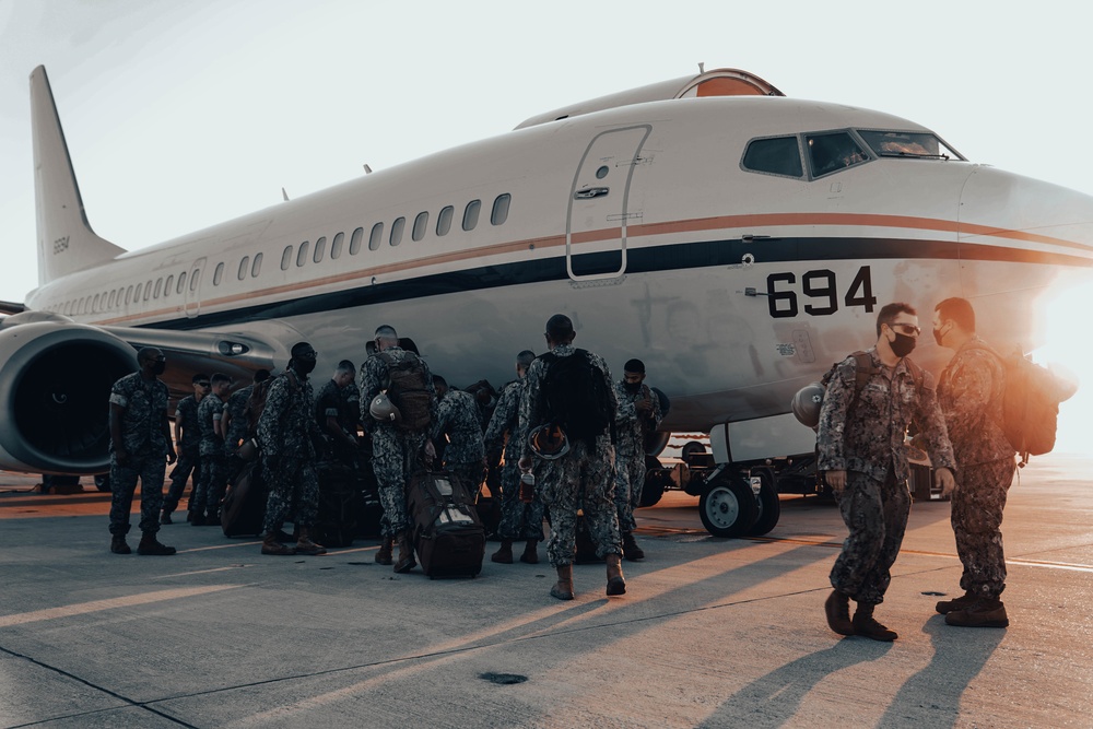 U.S. Marines &amp; Navy Sailors with CTF - 68 Deploy to NAS Sigonella, Italy to Support Afghanistan Evacuees