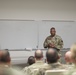 National Guard command sergeant major Command Sgt. Maj. John Sampa talks to officer candidates at Camp Rapid, Rapid City, SD.