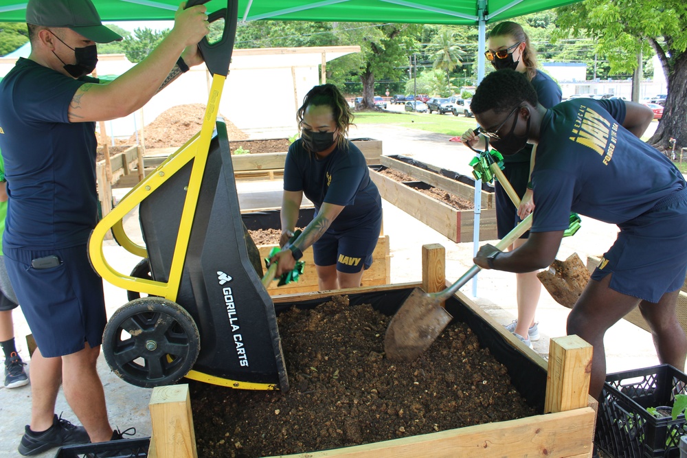 Guam Based Sailors and Visiting Marines Volunteer at Community Garden