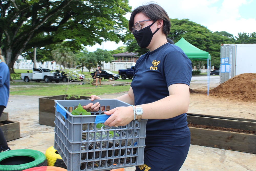 Guam Based Sailors and Visiting Marines Volunteer at Community Garden
