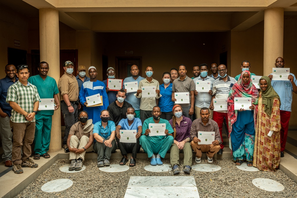 U.S. Army Civil Affairs Soldiers exchange CPR best practices with Djiboutian healthcare providers