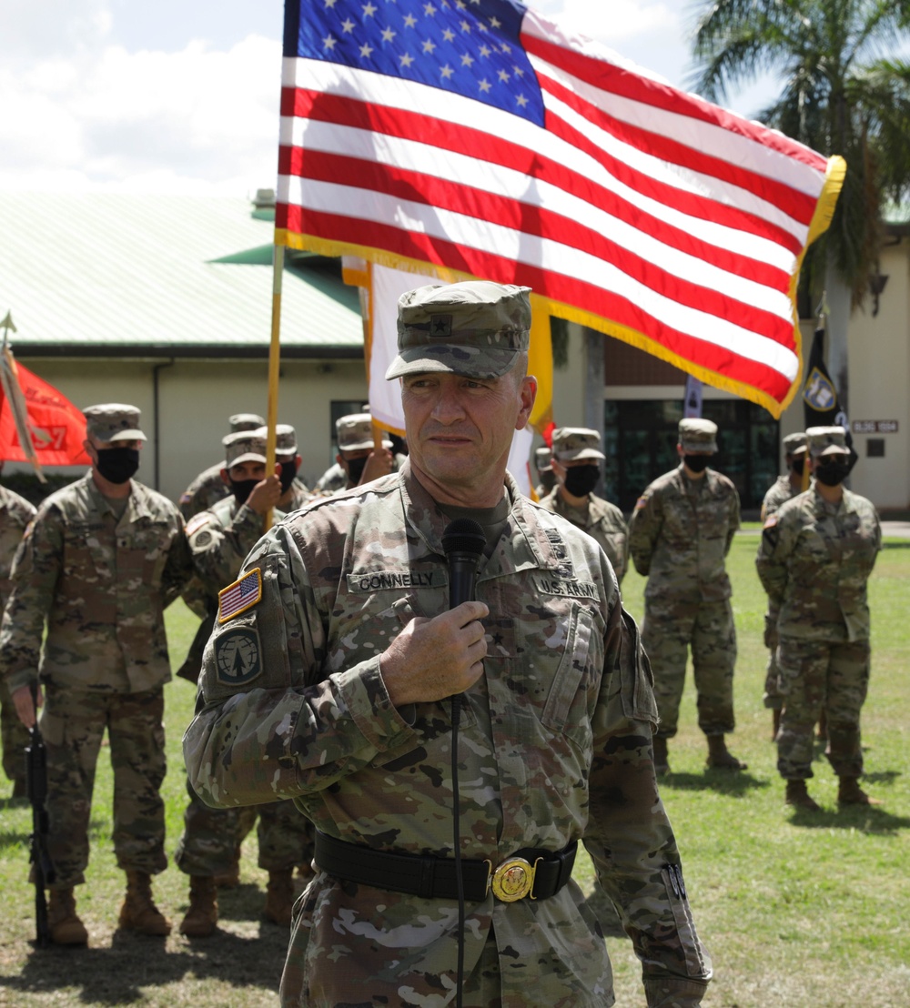 The 303rd Maneuver Enhancement Brigade holds a Change of Command Ceremony