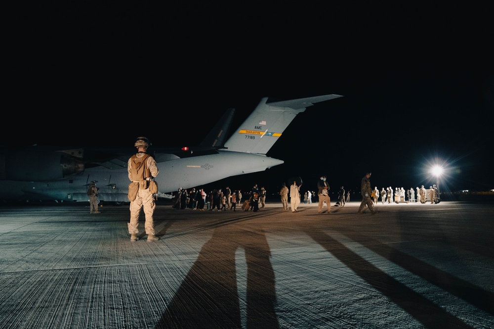 Afghanistan Evacuees arrive at NAS Sigonella