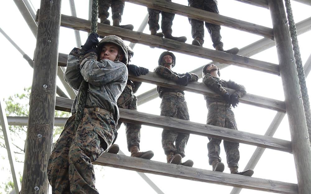 Kilo Company fast ropes during recruit training