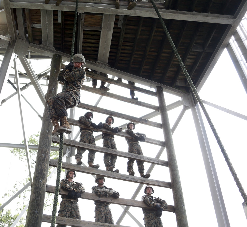 Kilo Company fast ropes during recruit training